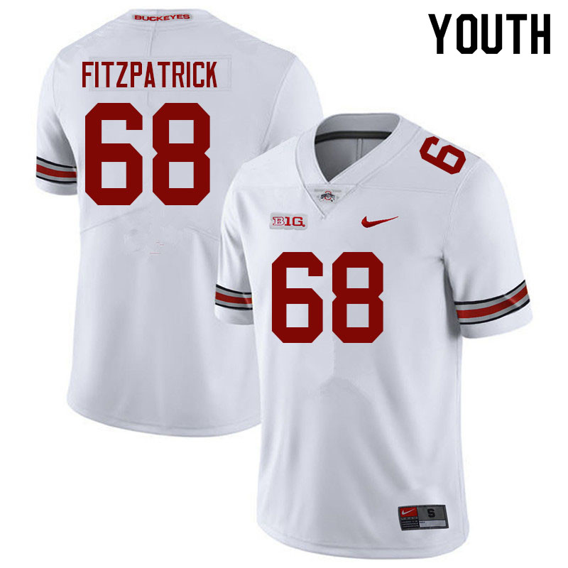 Ohio State Buckeyes George Fitzpatrick Youth #68 White Authentic Stitched College Football Jersey